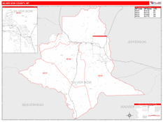 Silver Bow County, MT Digital Map Red Line Style